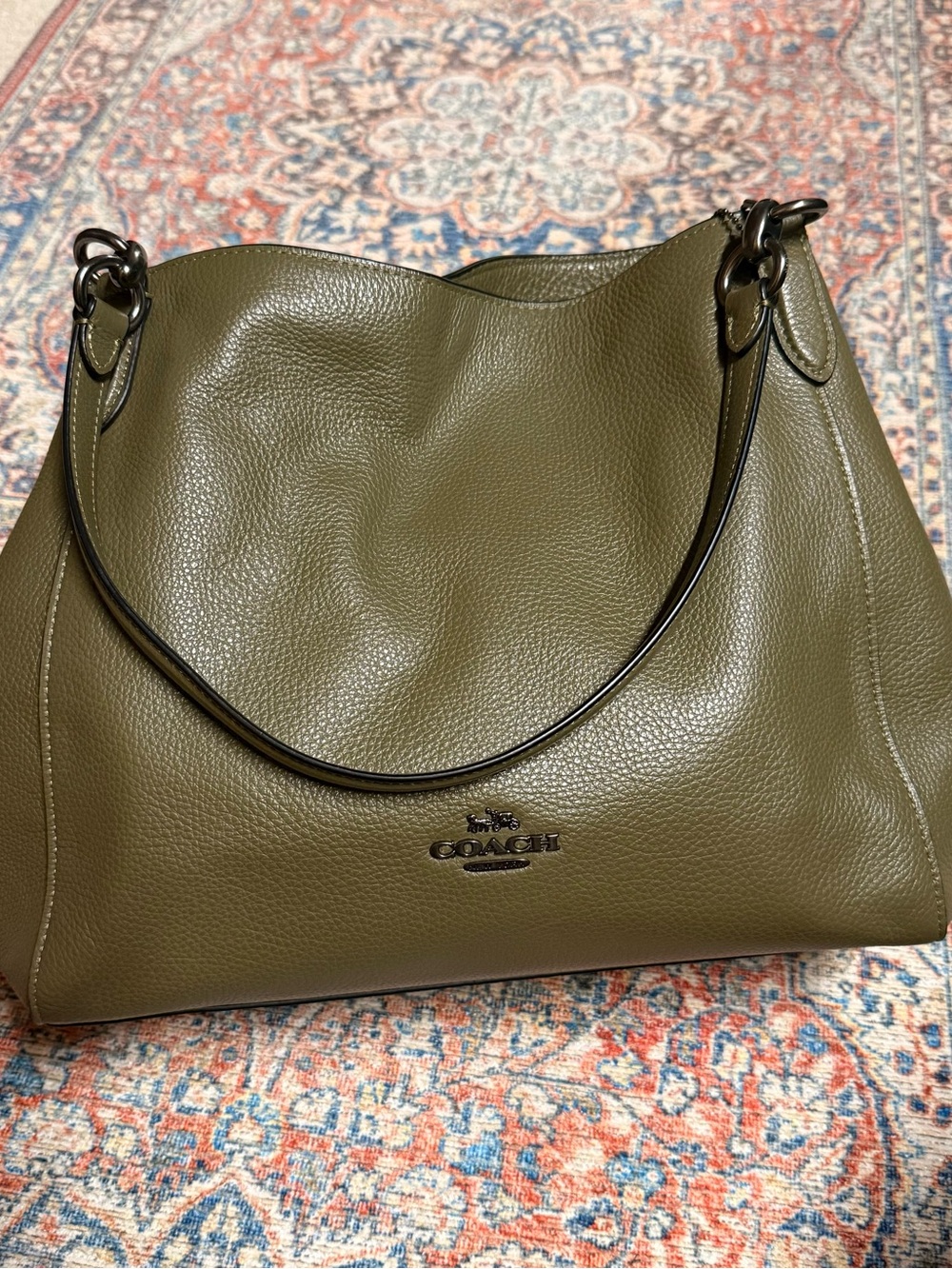 Coach Edie Pebbled Leather Shoulder Green